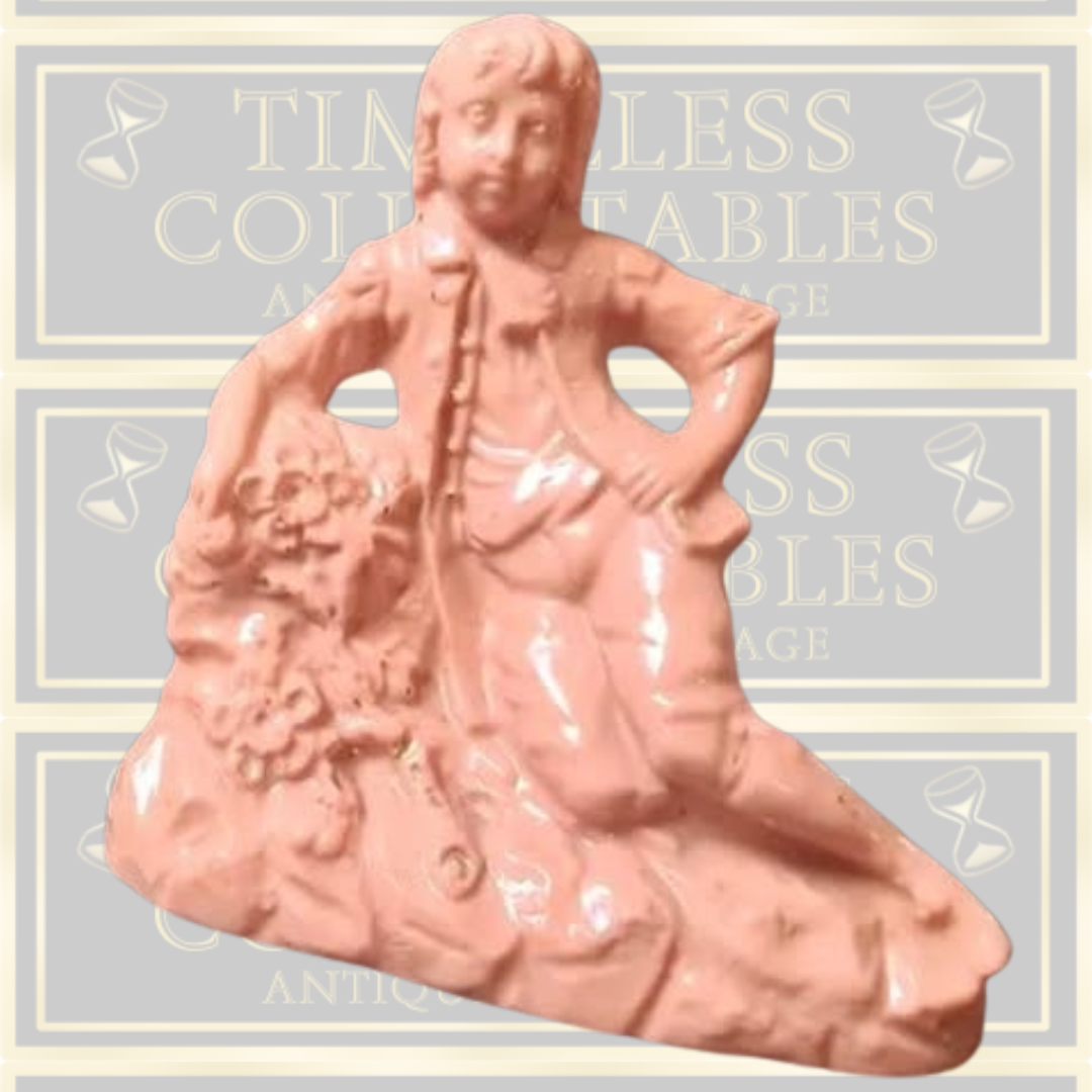 Antique Pair of 1880s Germany Porcelain Figurines Colonial Pink