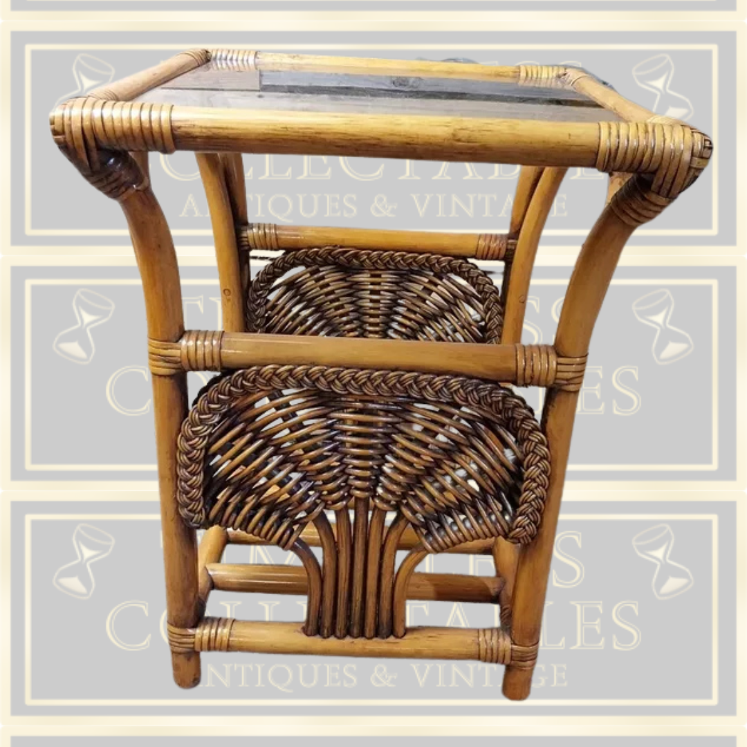 Vintage Cane And Wicker Coffee Table