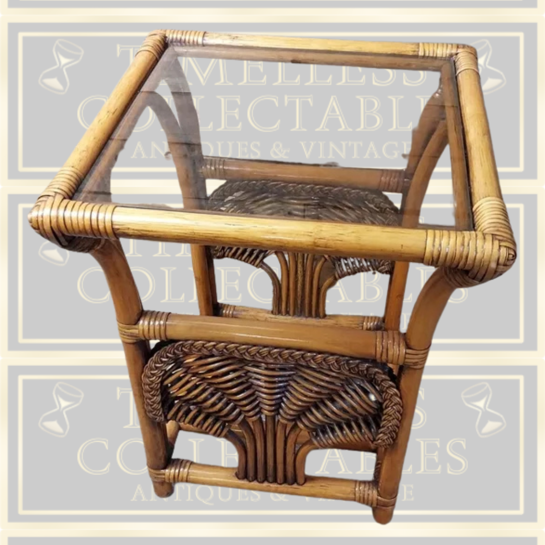 Vintage Cane And Wicker Coffee Table