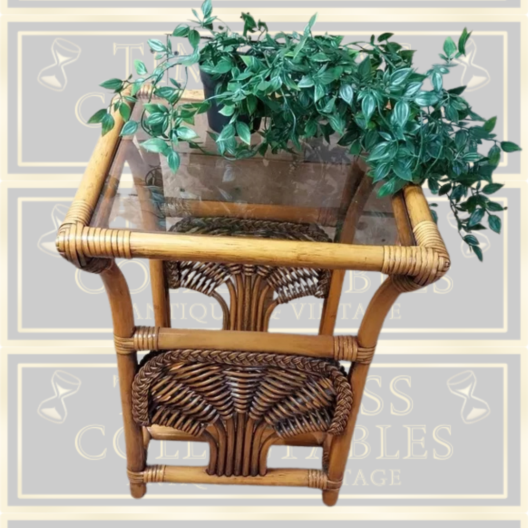 Vintage Cane And Wicker Coffee Table