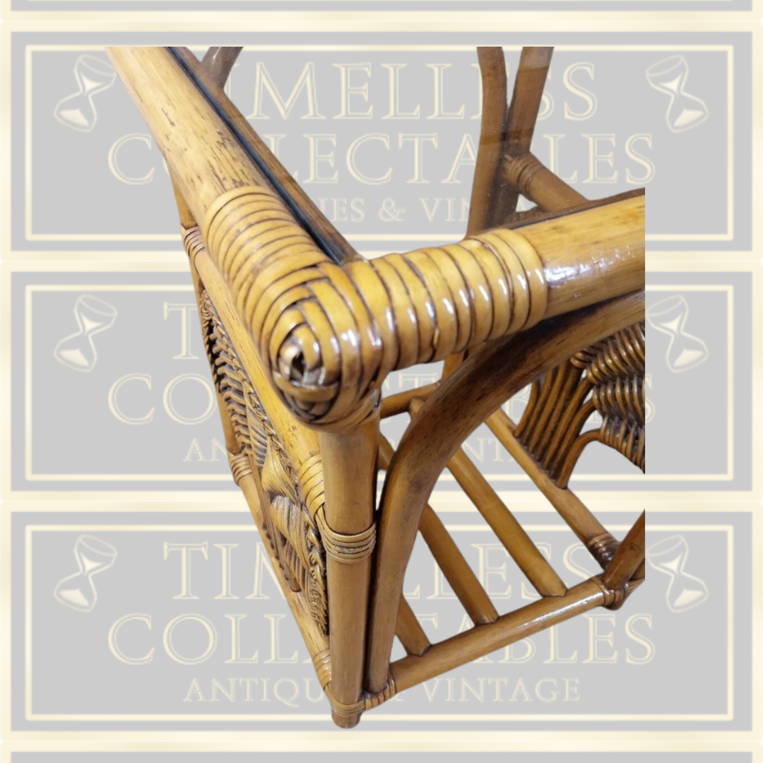 Vintage Cane And Wicker Coffee Table