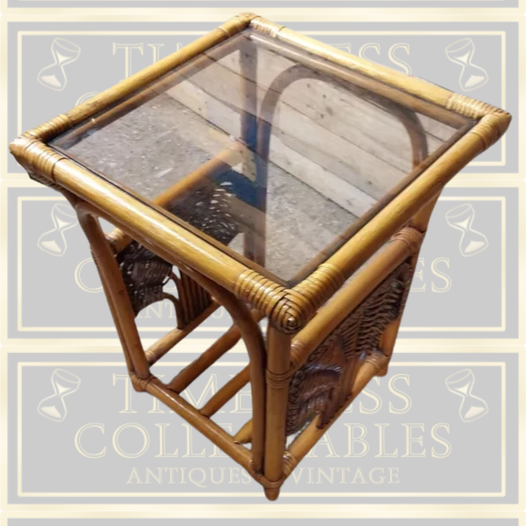 Vintage Cane And Wicker Coffee Table