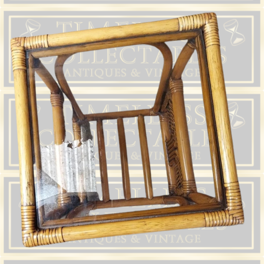 Vintage Cane And Wicker Coffee Table