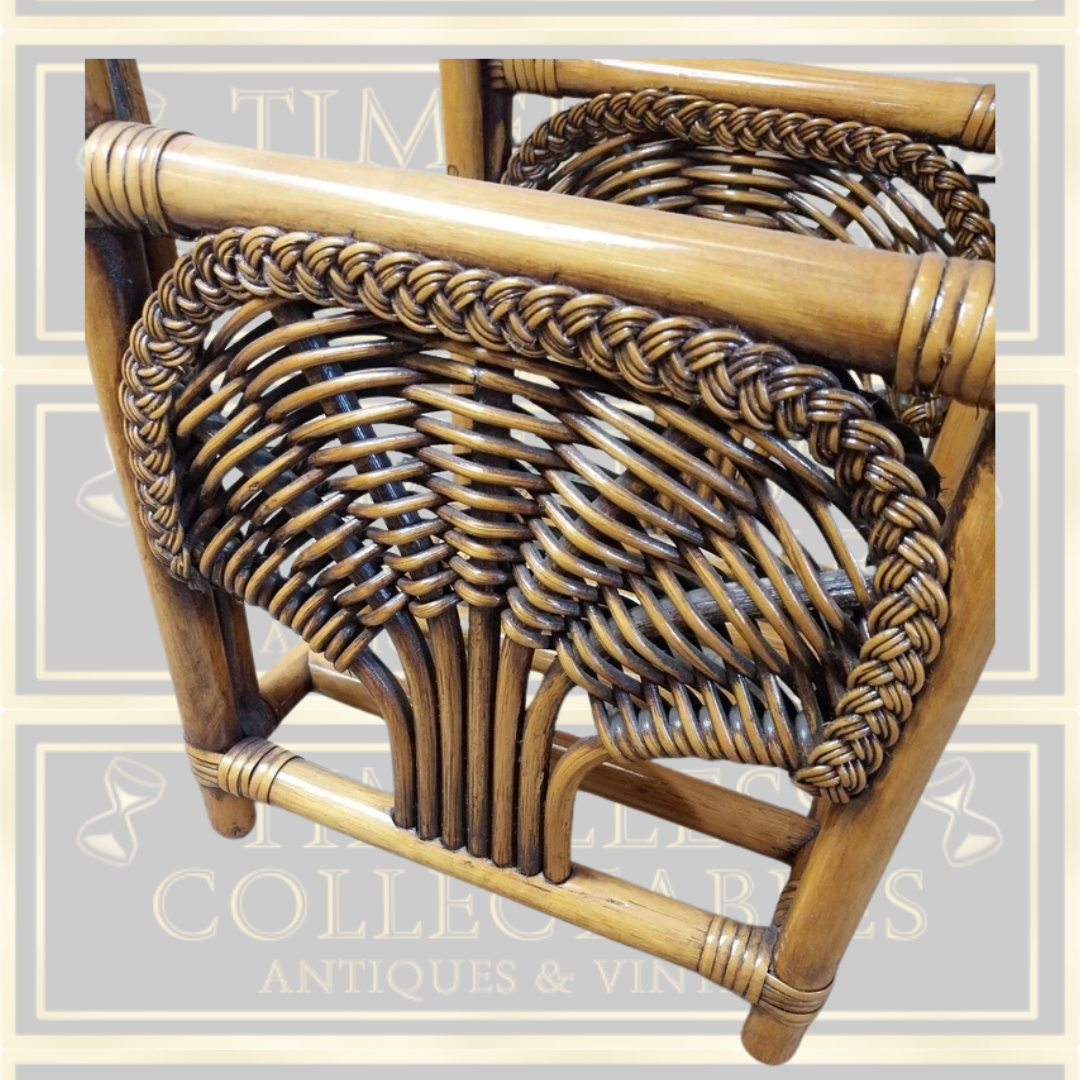 Vintage Cane And Wicker Coffee Table