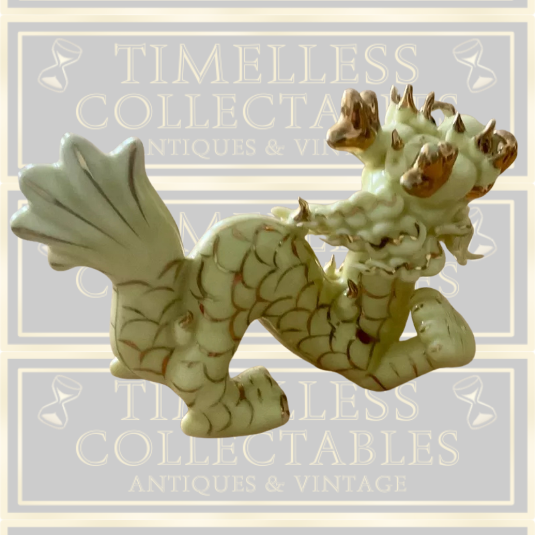 Vintage Yellow Glazed Porcelain Chinese Dragon Statue