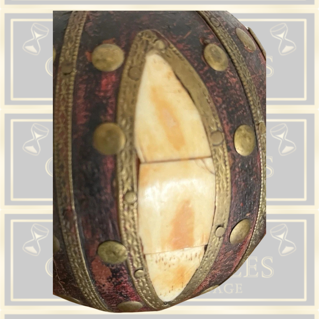 Antique Indian Carved Ball Wood,Bone,Brass