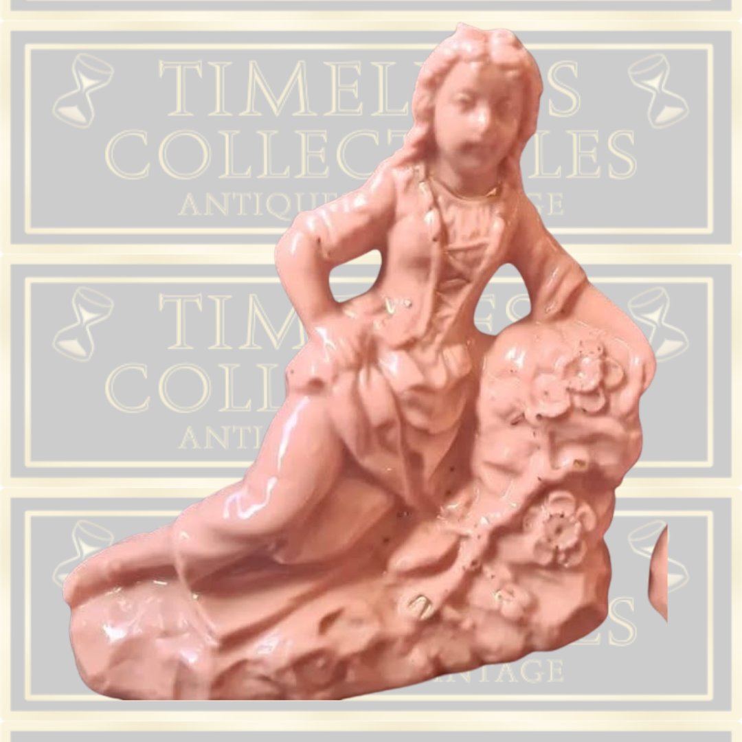 Antique Pair of 1880s Germany Porcelain Figurines Colonial Pink