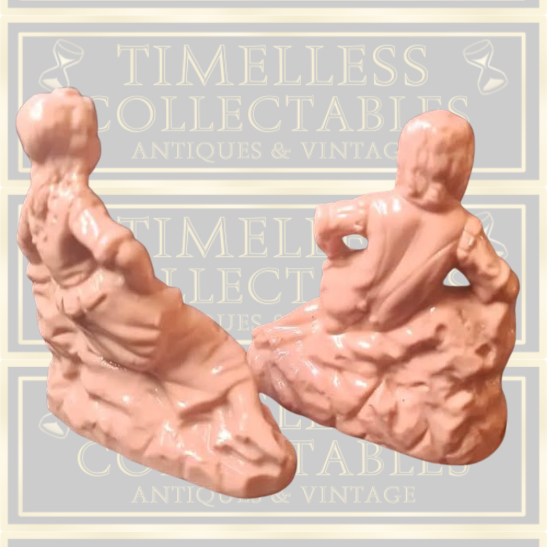 Antique Pair of 1880s Germany Porcelain Figurines Colonial Pink