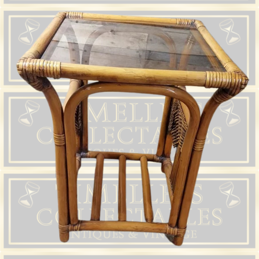 Vintage Cane And Wicker Coffee Table