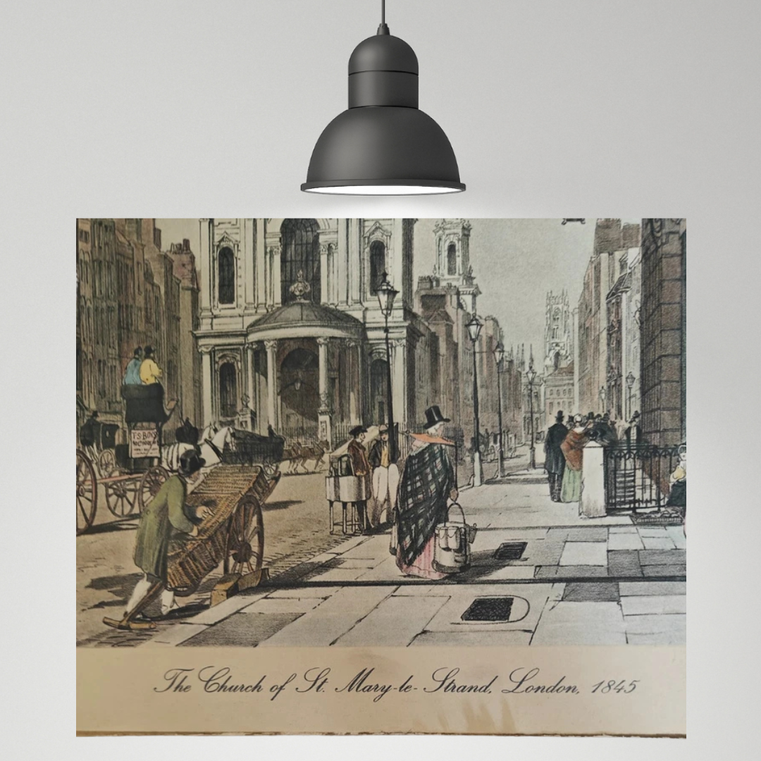Antique Print The Church Of St Mary The Strand London 1845