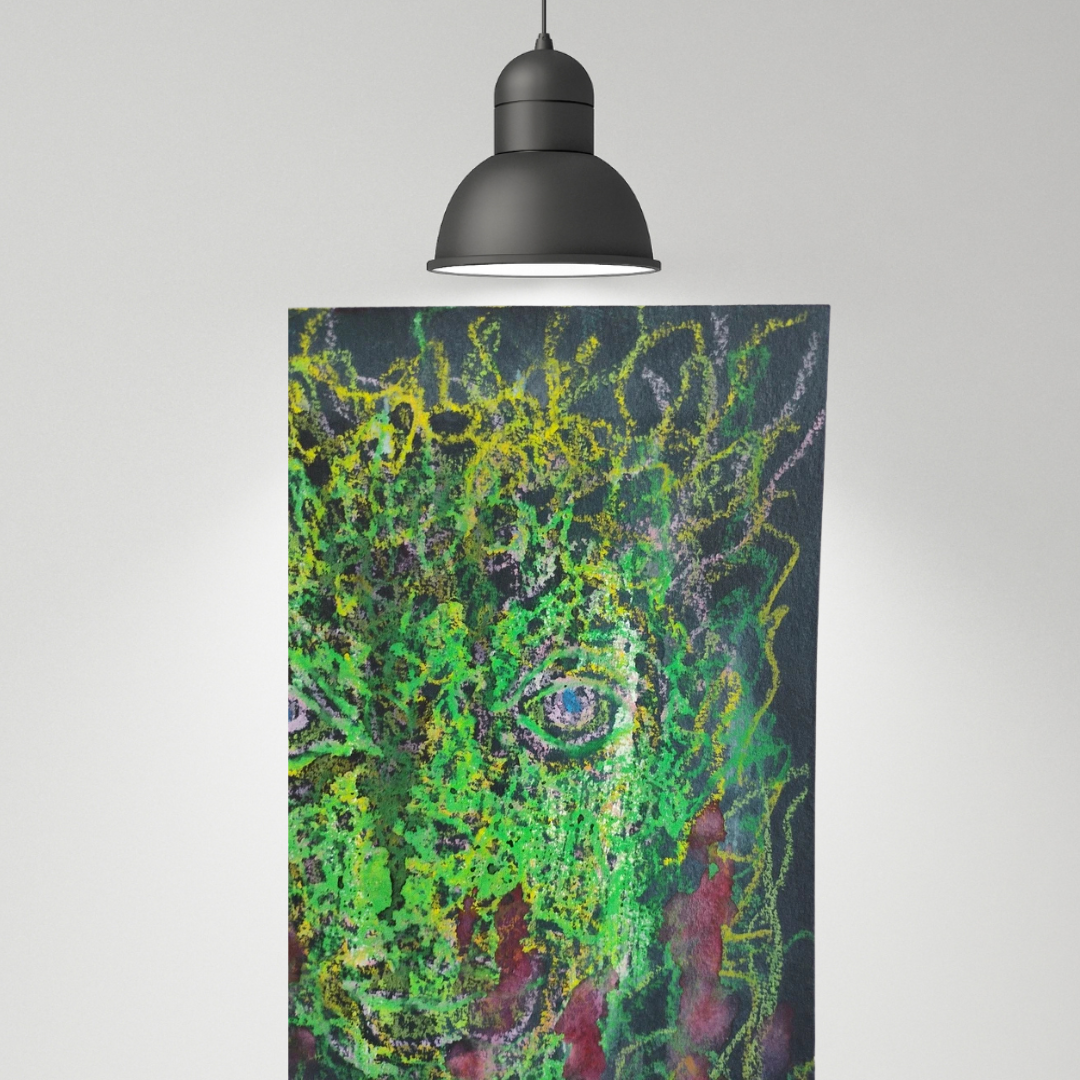 Oil Pastel Portrait Of A Dark Figure