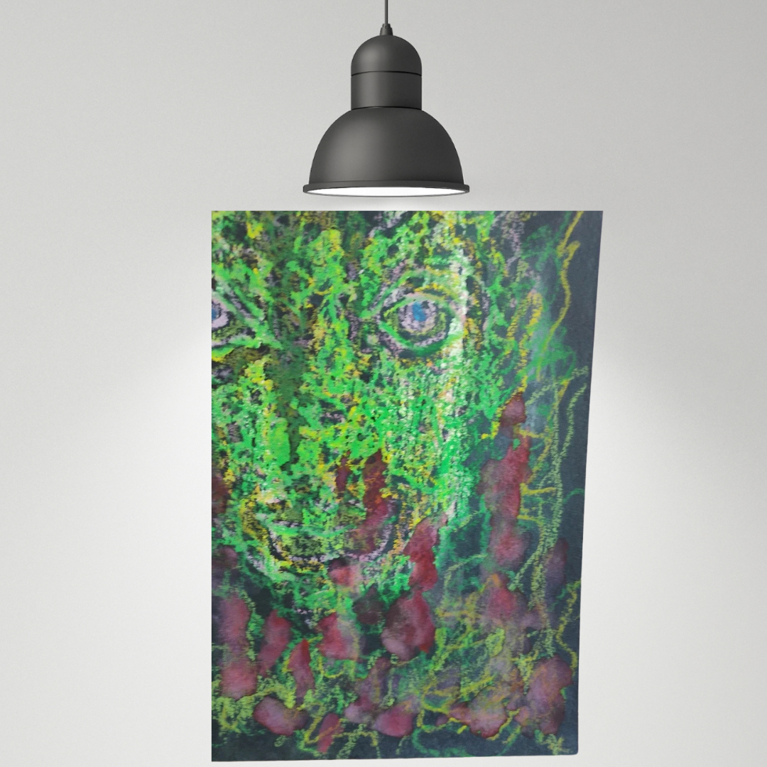 Oil Pastel Portrait Of A Dark Figure
