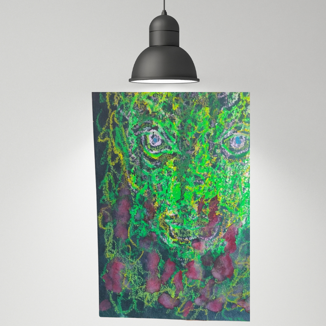 Oil Pastel Portrait Of A Dark Figure