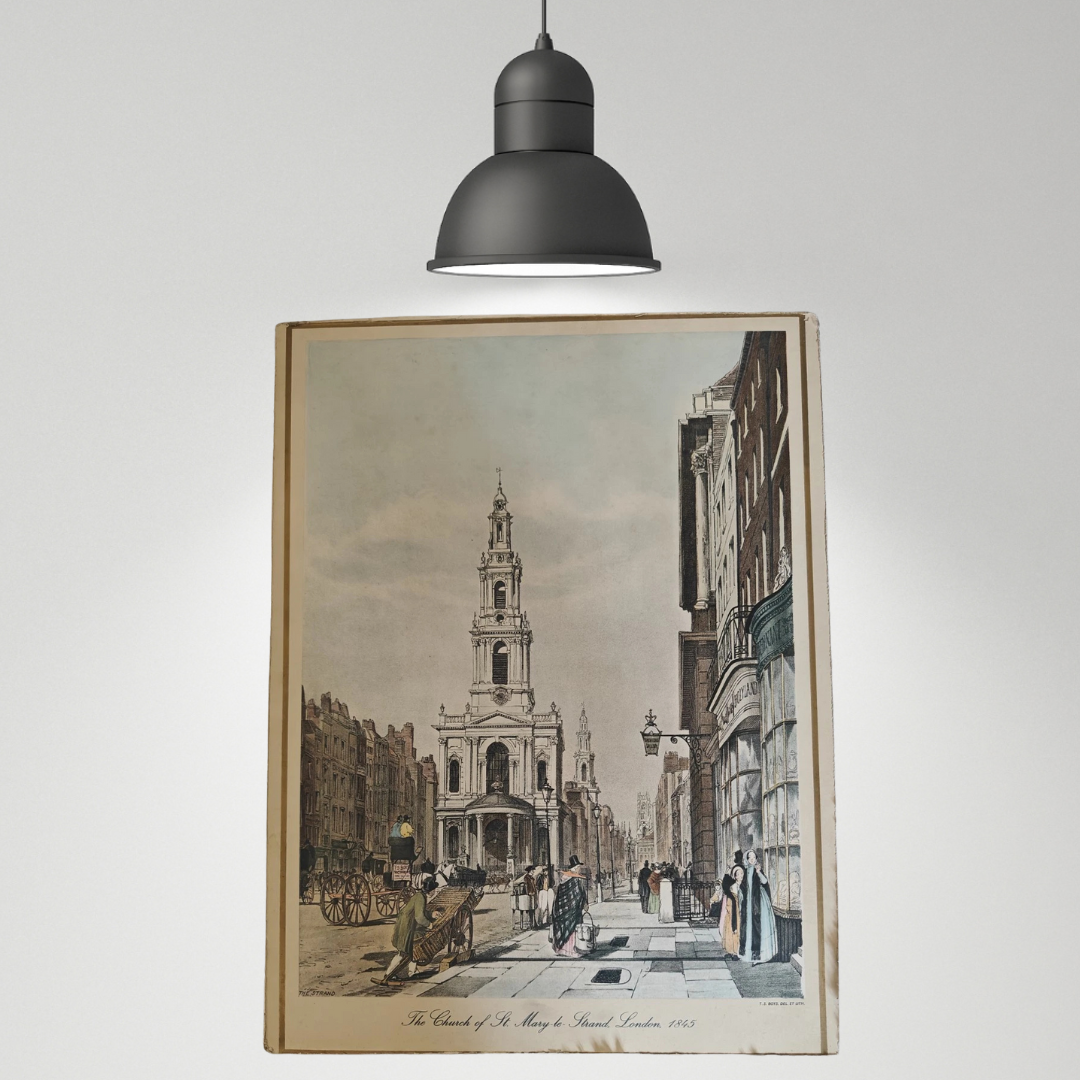 Antique Print The Church Of St Mary The Strand London 1845