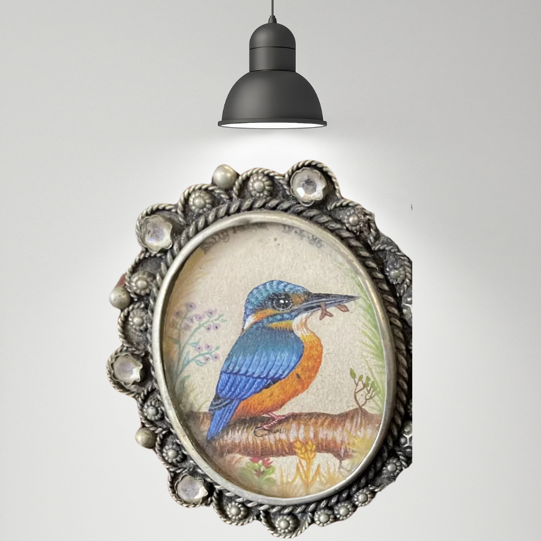 Vintage Sally Paine Hand-Drawn Kingfishers