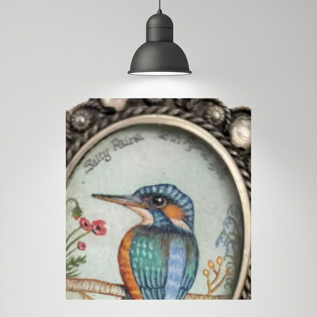 Vintage Sally Paine Hand-Drawn Kingfishers