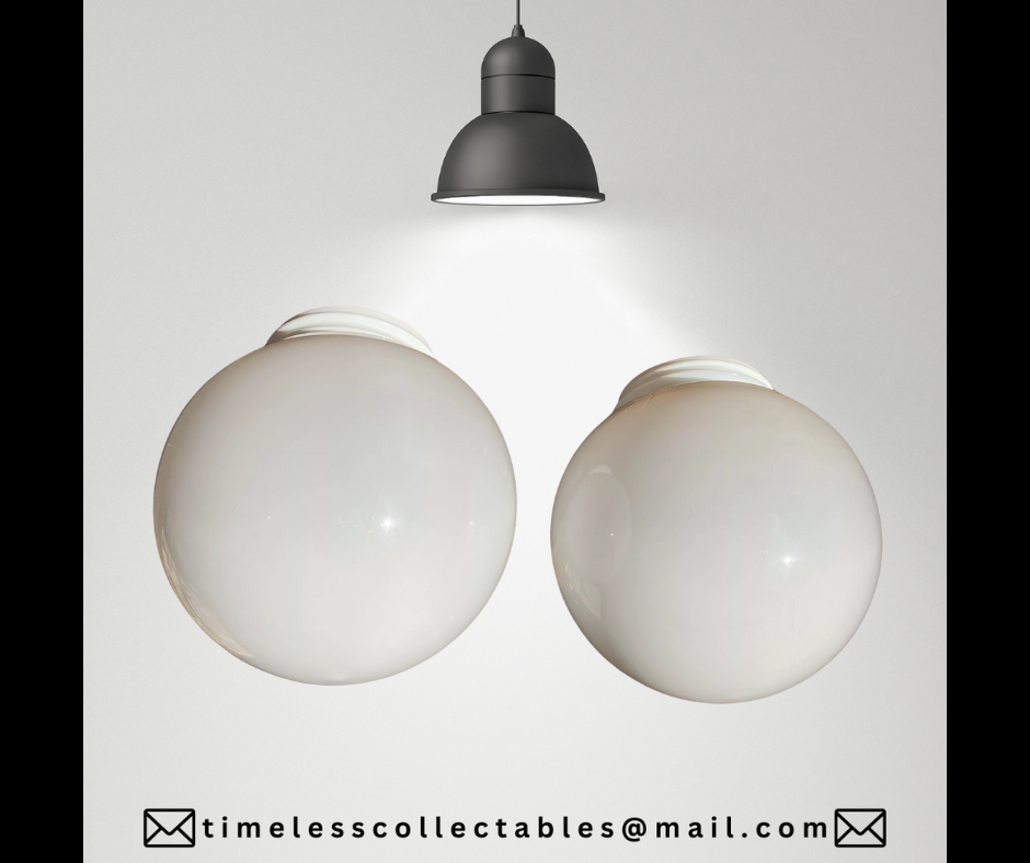 Pair of Vintage 1930s Art Deco Opaline Milk Glass Ultralux Light/Lamp Shade