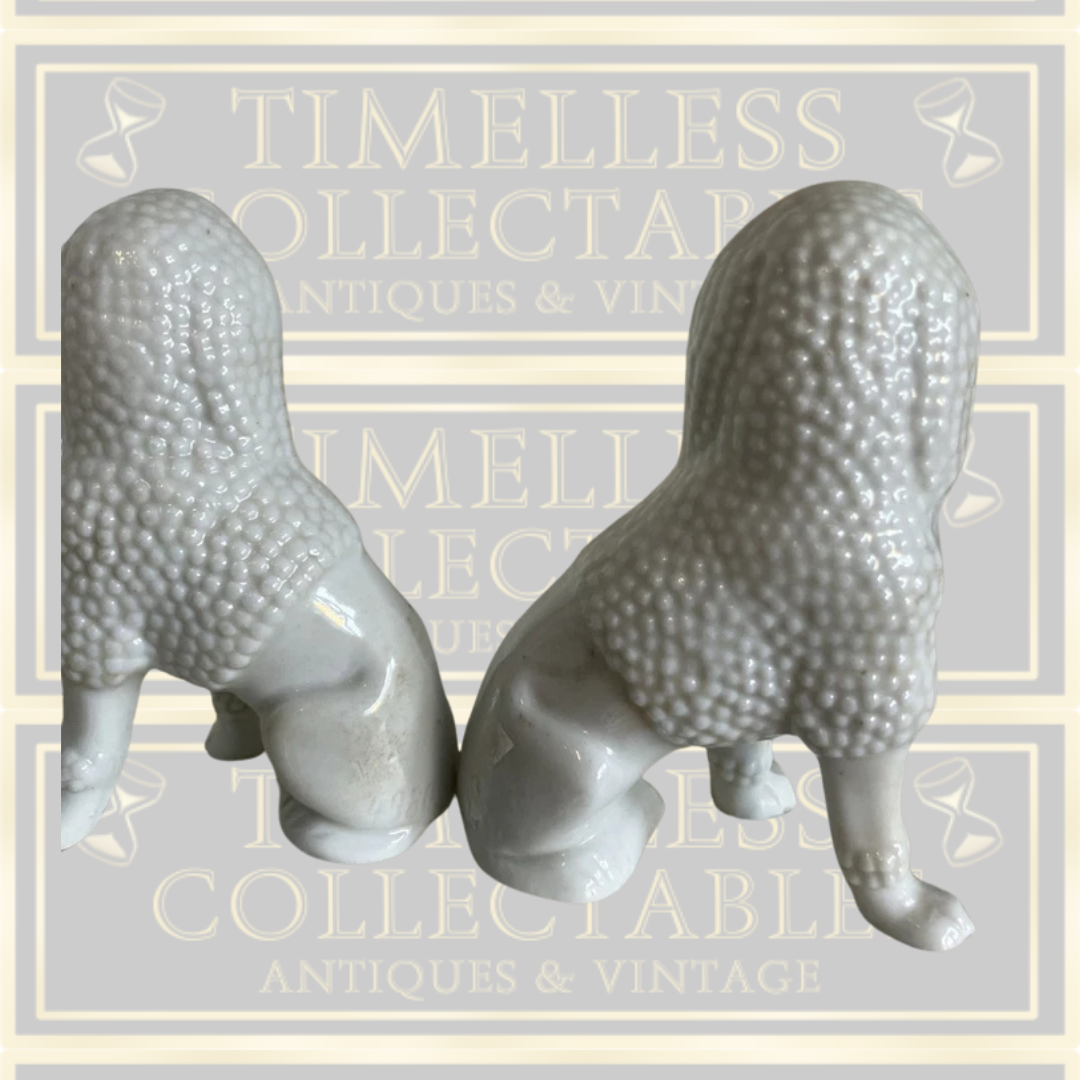 Pair Of Antique Poodle Figurines