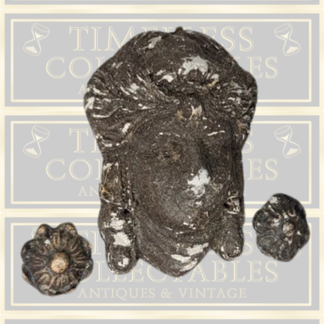 Antique Plaster Clock Finials of a Woman's Head