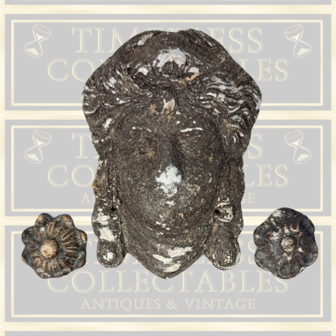 Antique Plaster Clock Finials of a Woman's Head