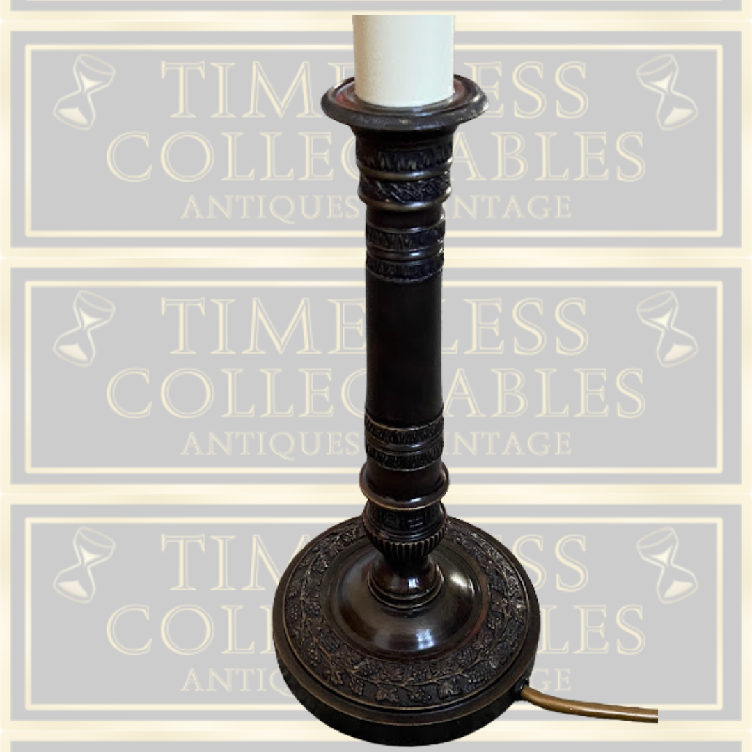 Pair Of Vintage Campbon Bronze Candlestick Lamps