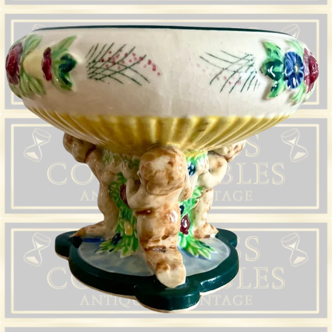 Vintage Porcelain Pedestal Cherub Bowl