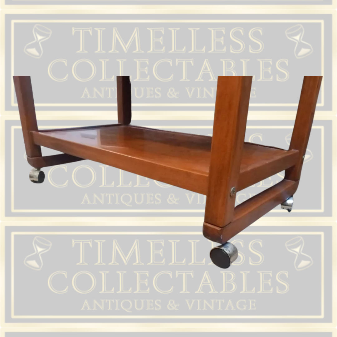 Vintage Teak Serving two tier Drinks Trolly