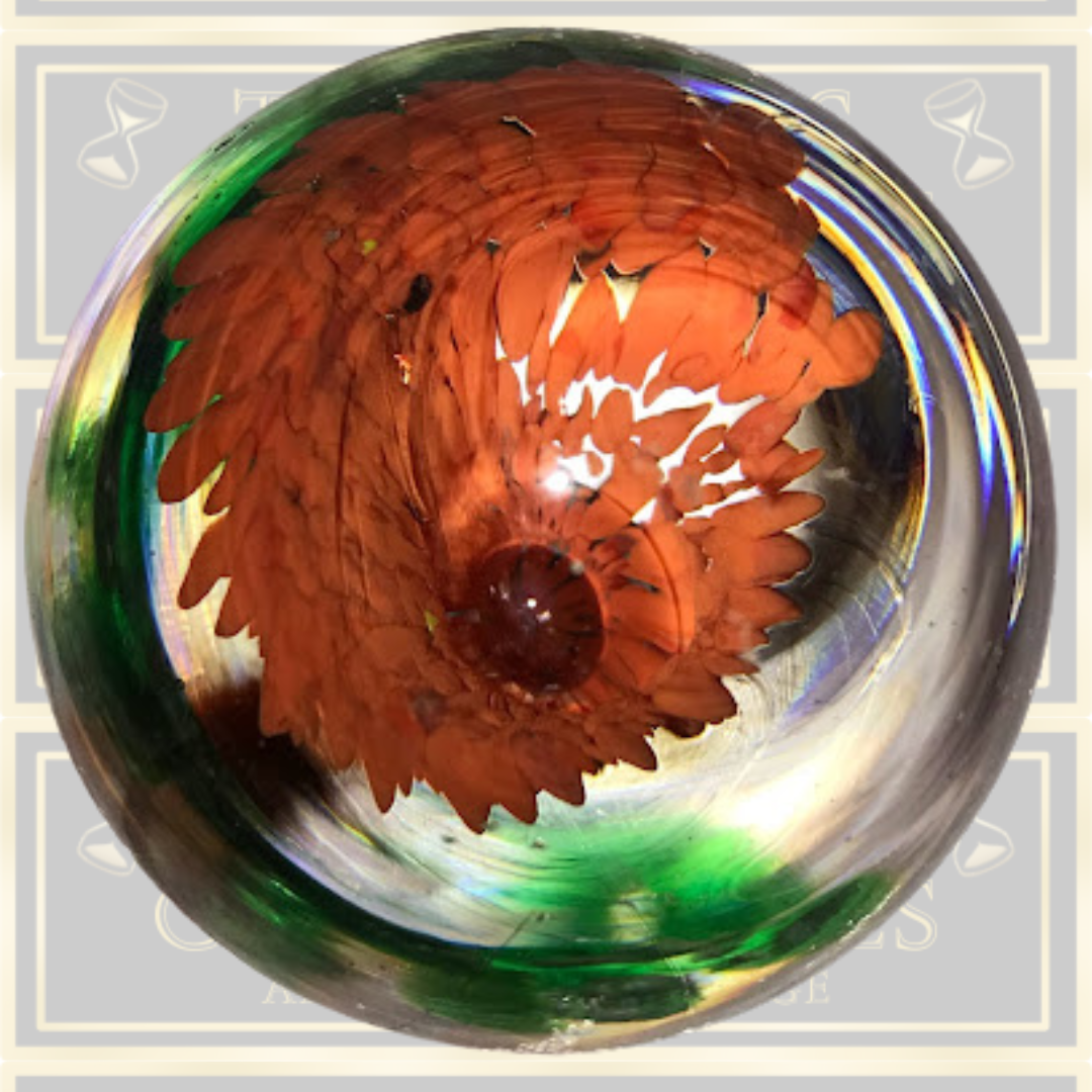 Vintage Egg shape Red Flower Paperweight
