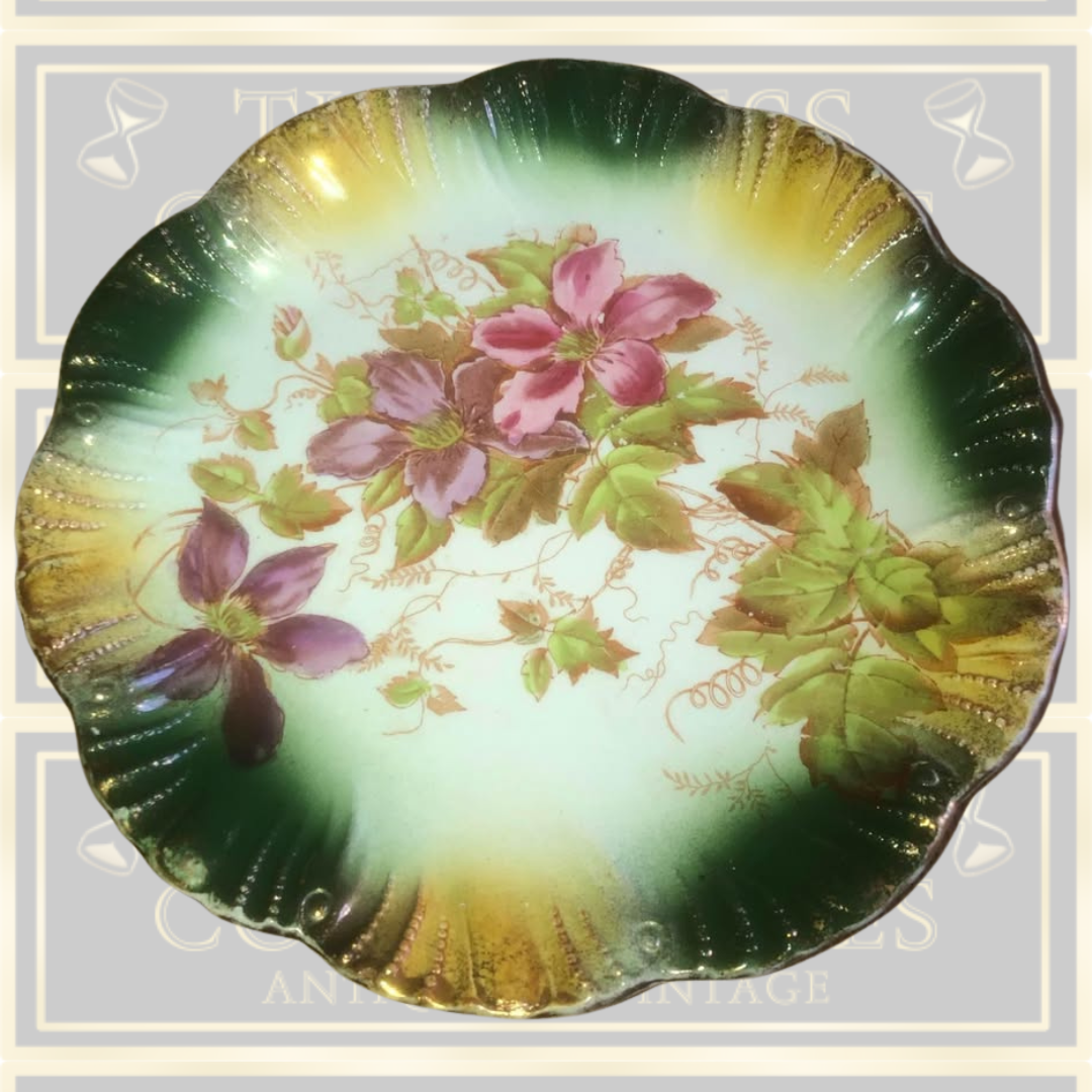 Antique Barkers And Kent "Clematis" Scallop Edged Floral Plate