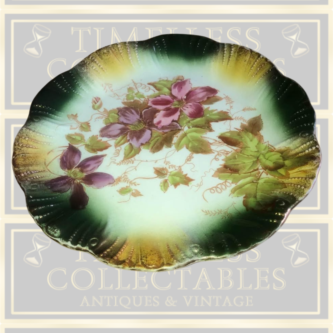 Antique Barkers And Kent "Clematis" Scallop Edged Floral Plate