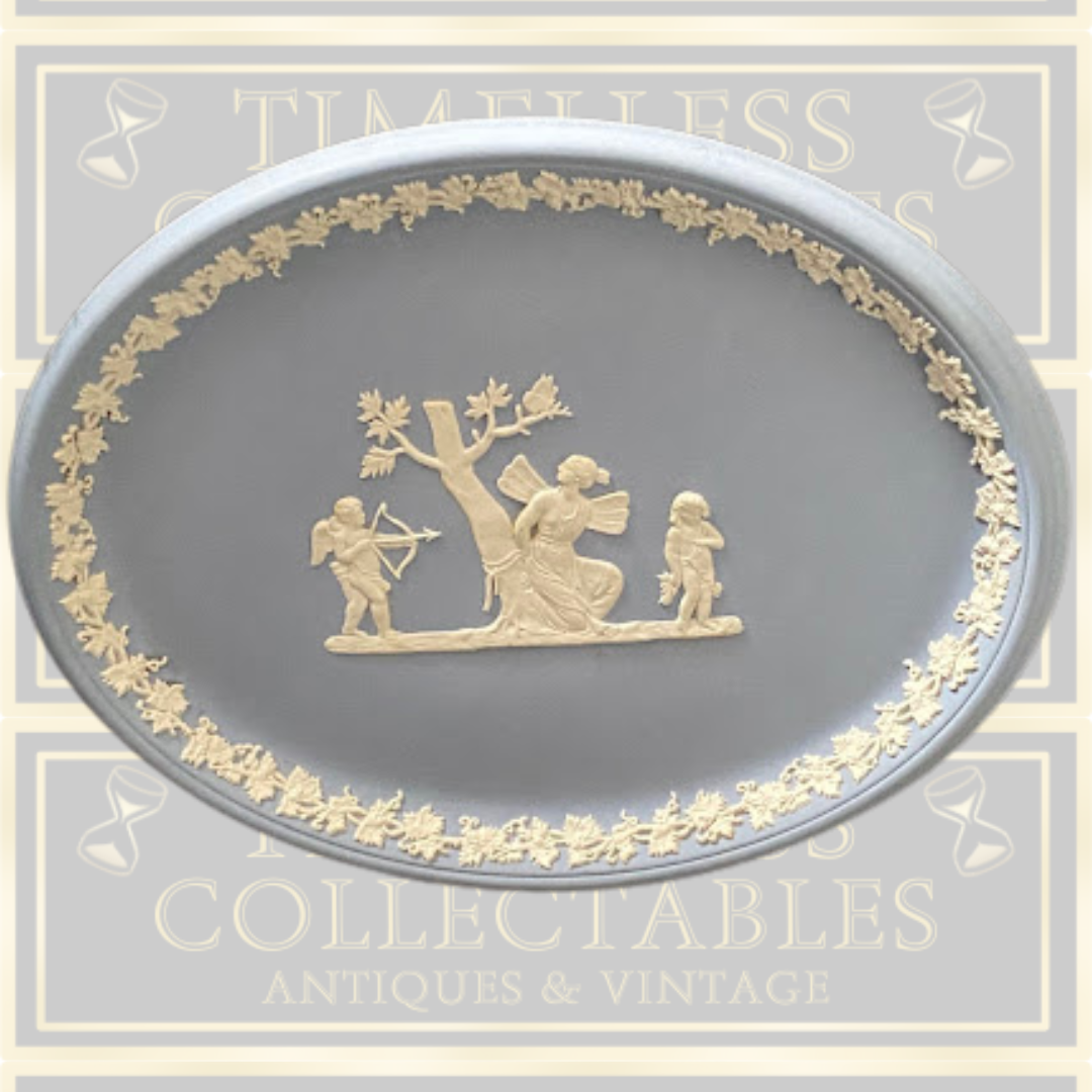Vintage Wedgwood Blue Jasperware Hanging Plate