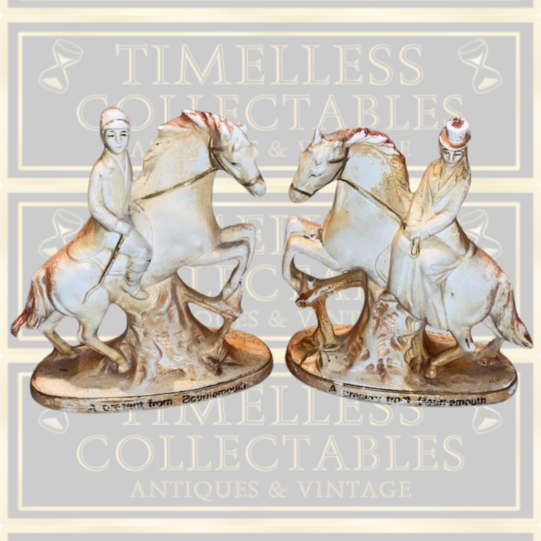 Antique Pair Victorian English equestrian Seaside Souvenirs