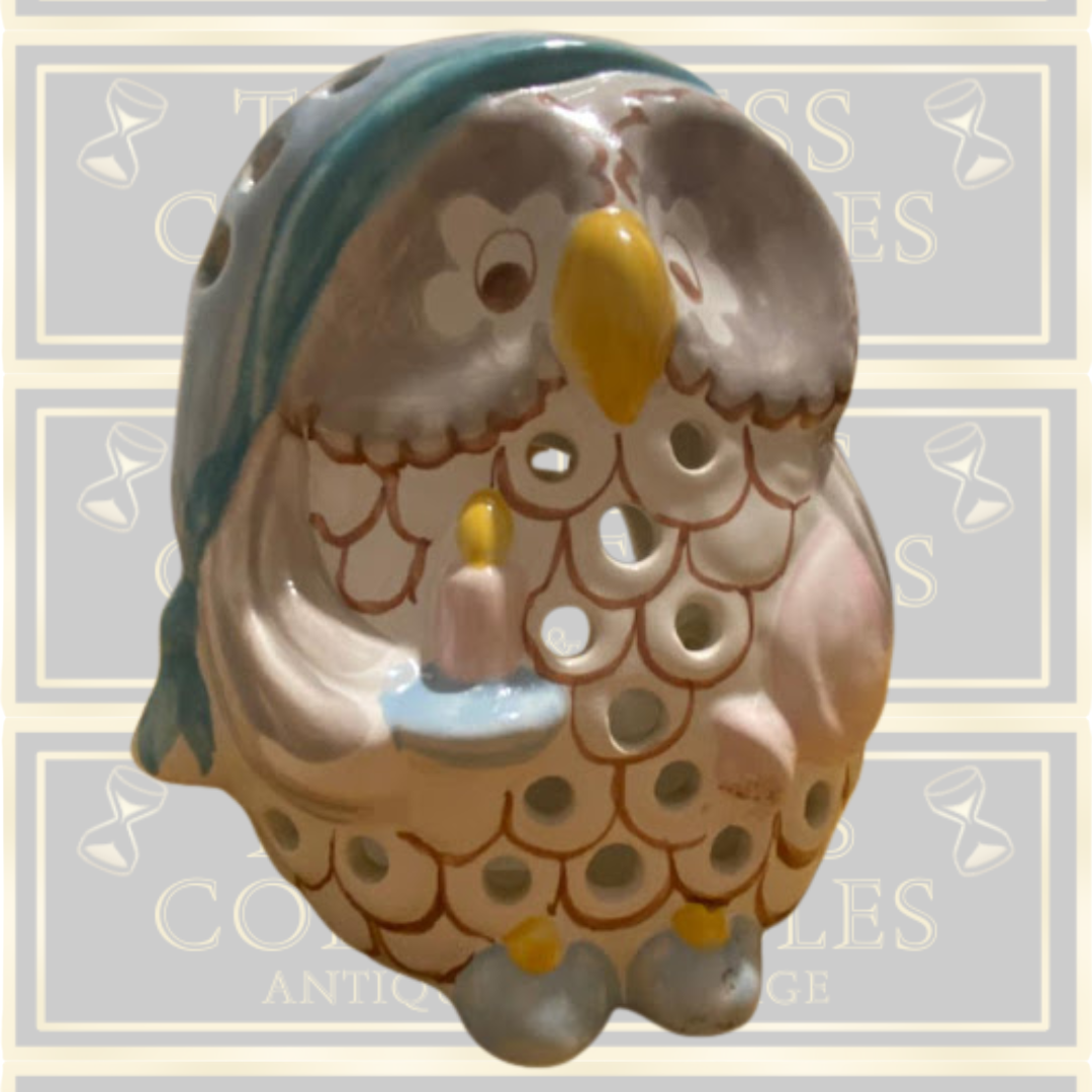 Vintage 1980s Peggy Pottery Ceramic Owl Lamp, Night Light