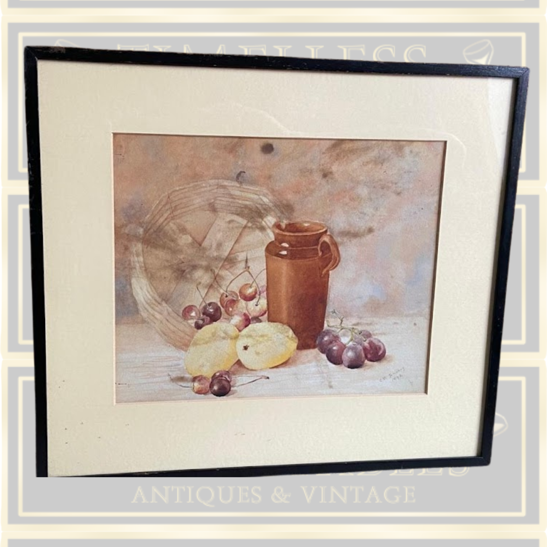 Still Life Fruit Painting Signed C.M January 1892