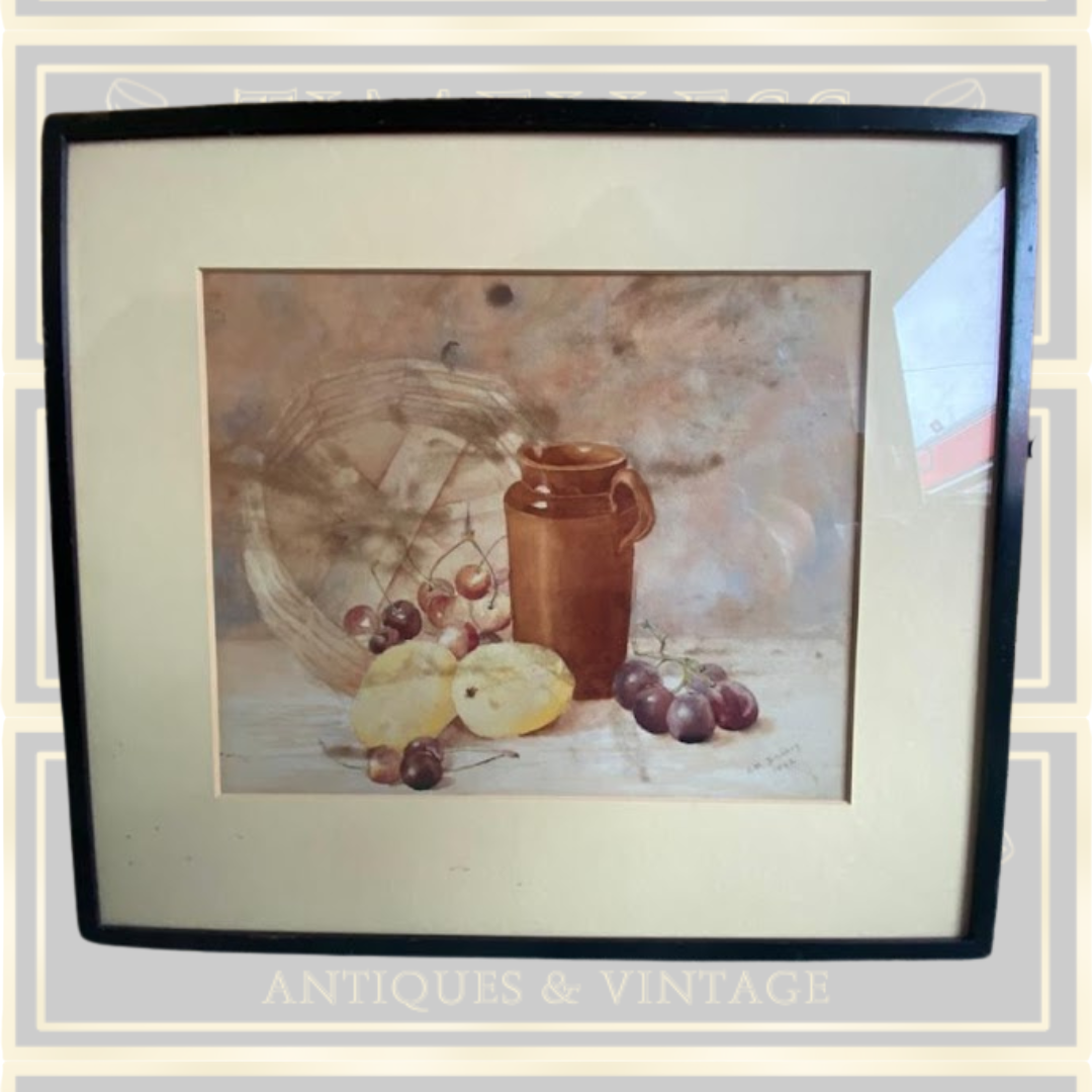 Still Life Fruit Painting Signed C.M January 1892