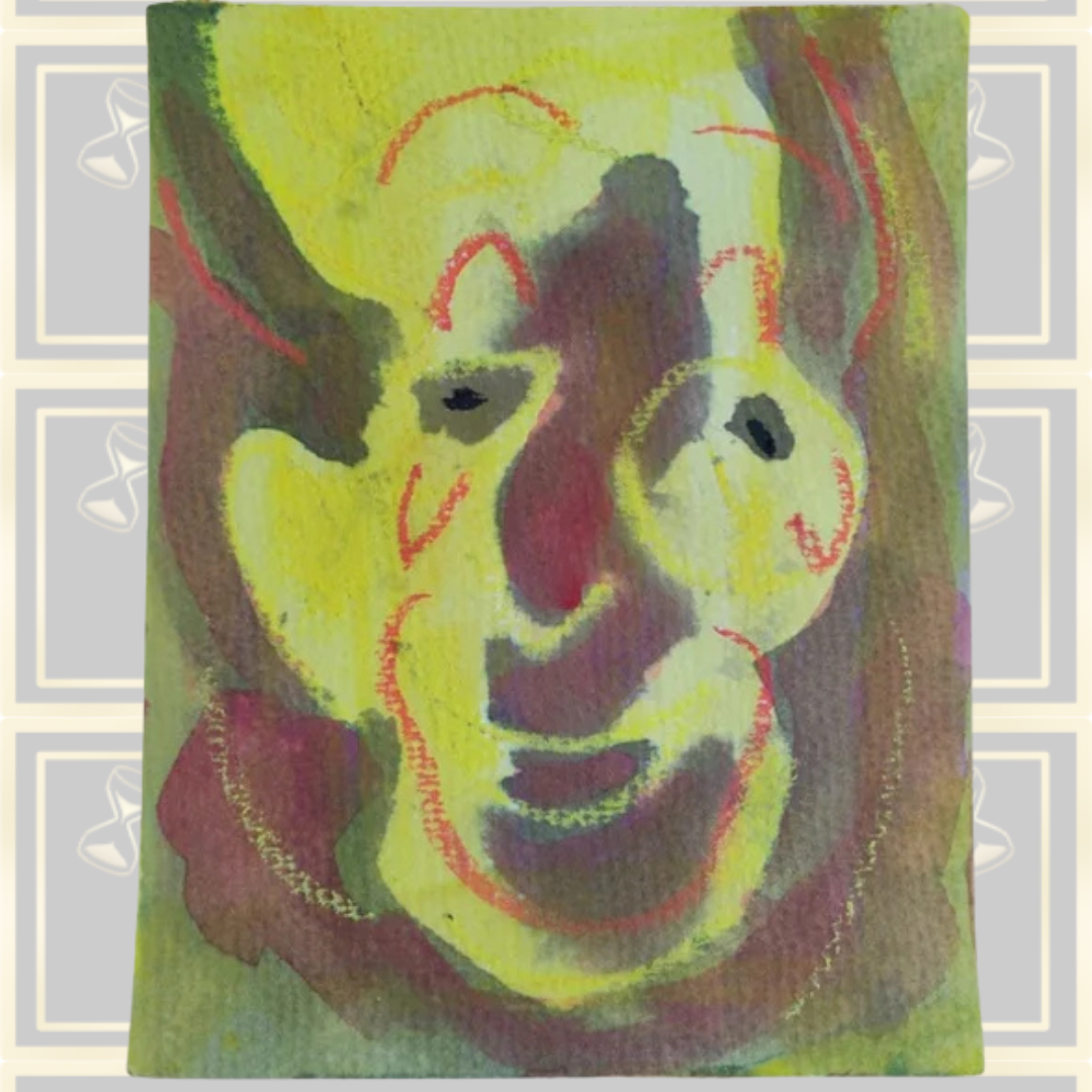 Vintage Three Bright Yellow Small Gouache Paintings