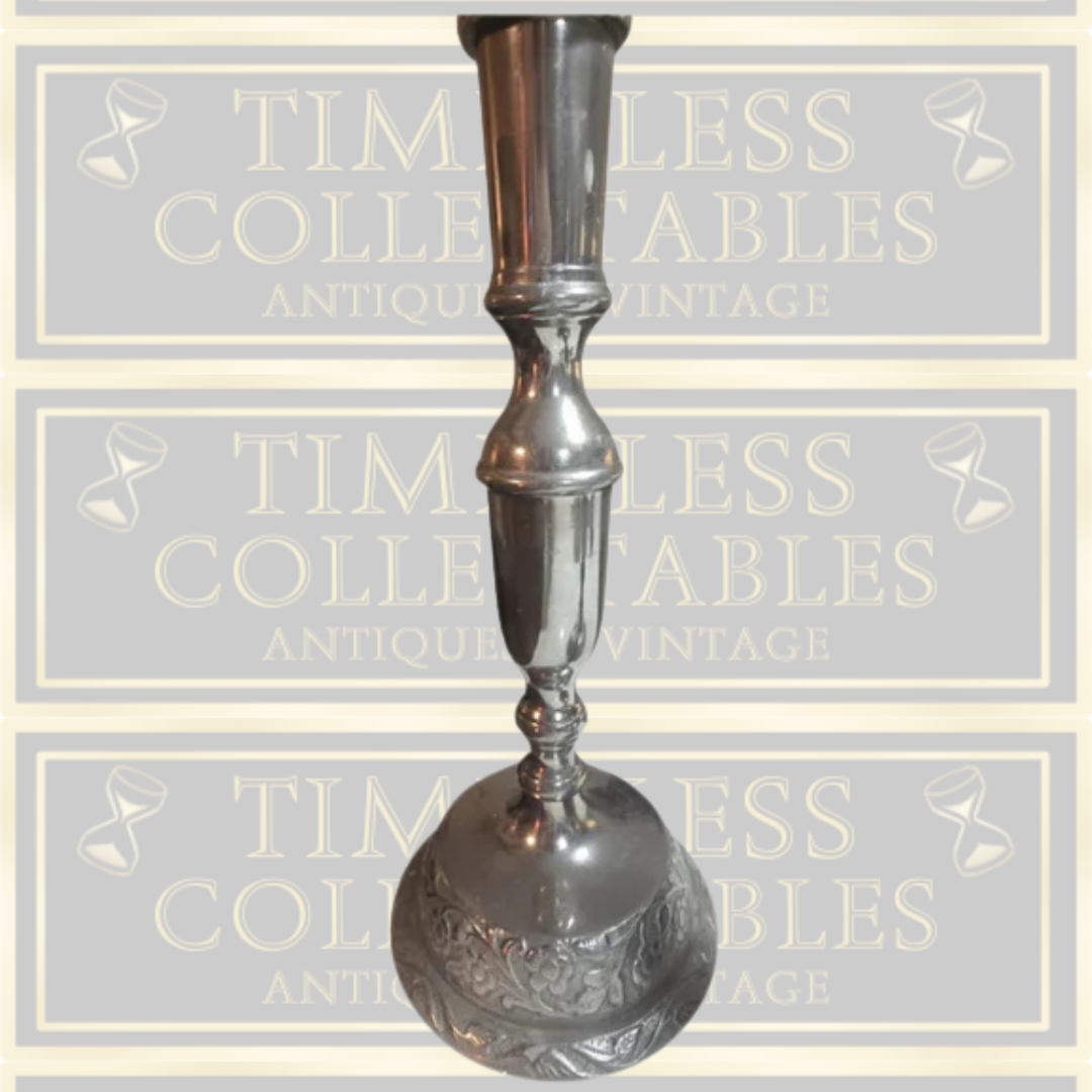 Antique Indian Silver Metal Candle Holders