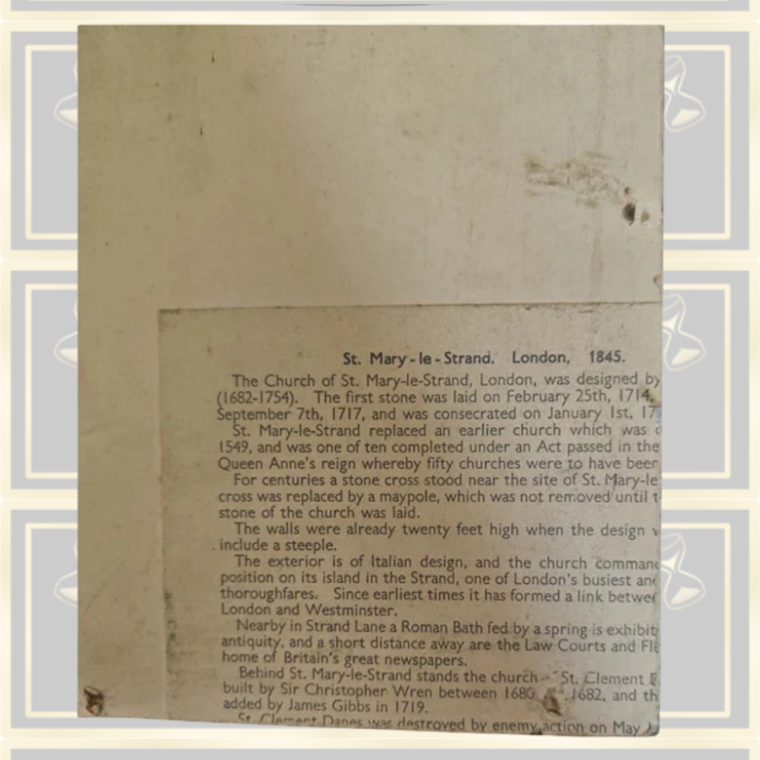 Antique The Church Of St Mary The Strand London 1845