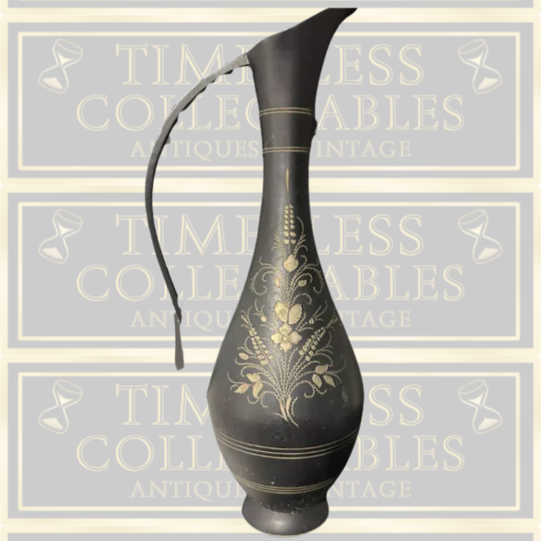 Vintage Black Etched indian Brass Pitcher