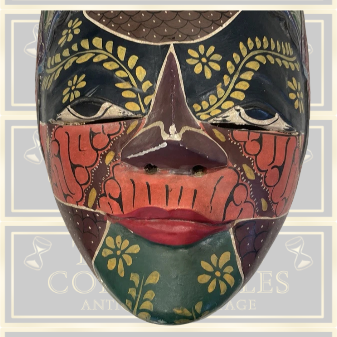 Vintage Hand Painted Wooden Batik Tribal Mask