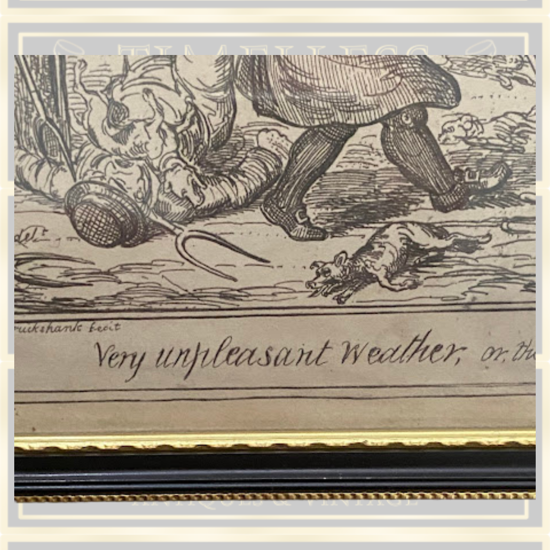 Raining Cats, Dogs, & Pitchforks! Satirical Engraving