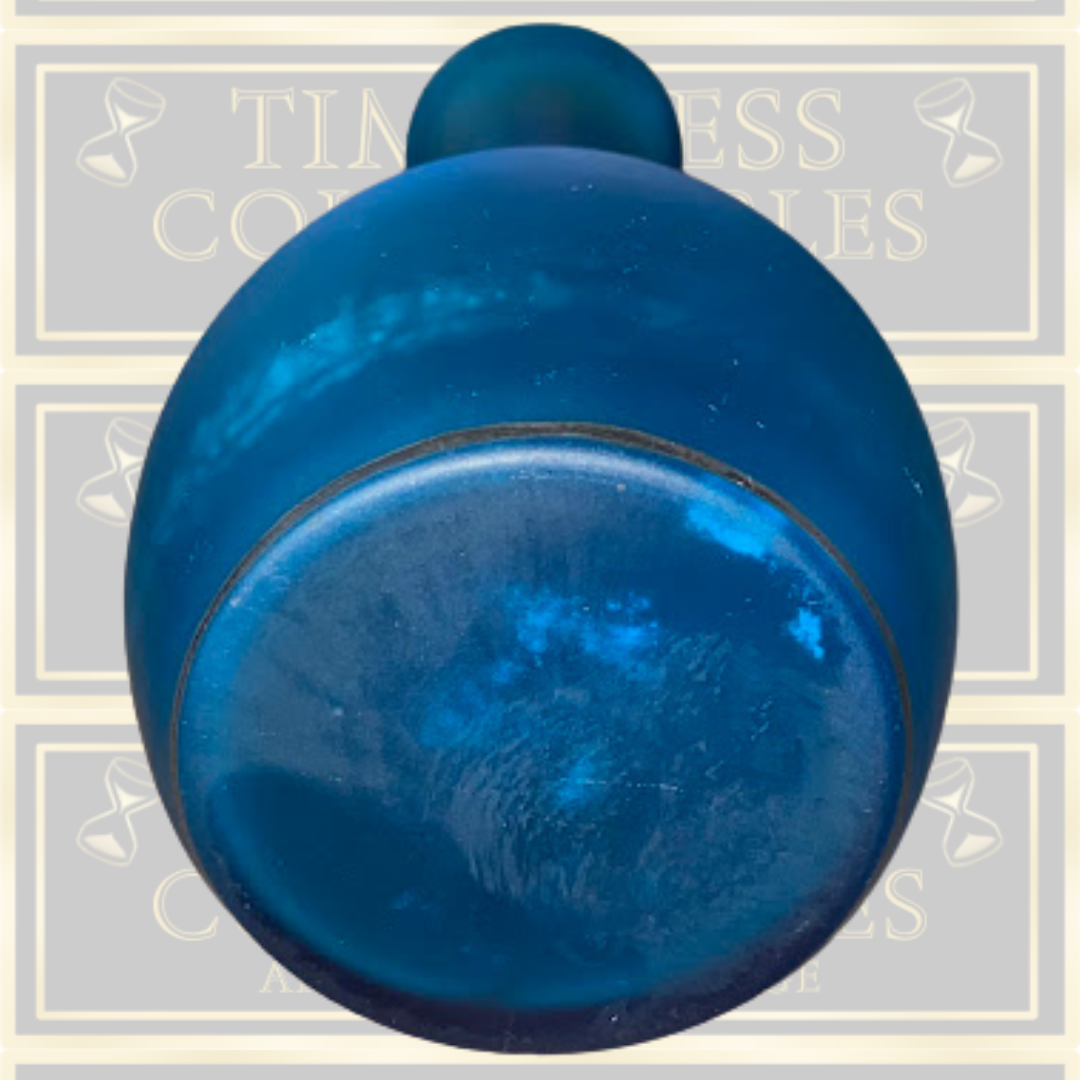 Vintage Small Art Nouveau Bohemian Blue Glass Vase