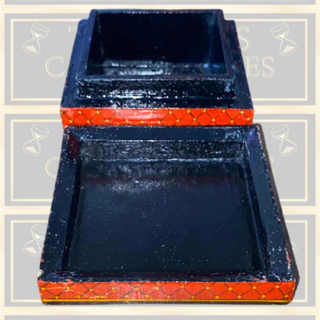 Vintage Indian Hand-Painted Paper Mache Box