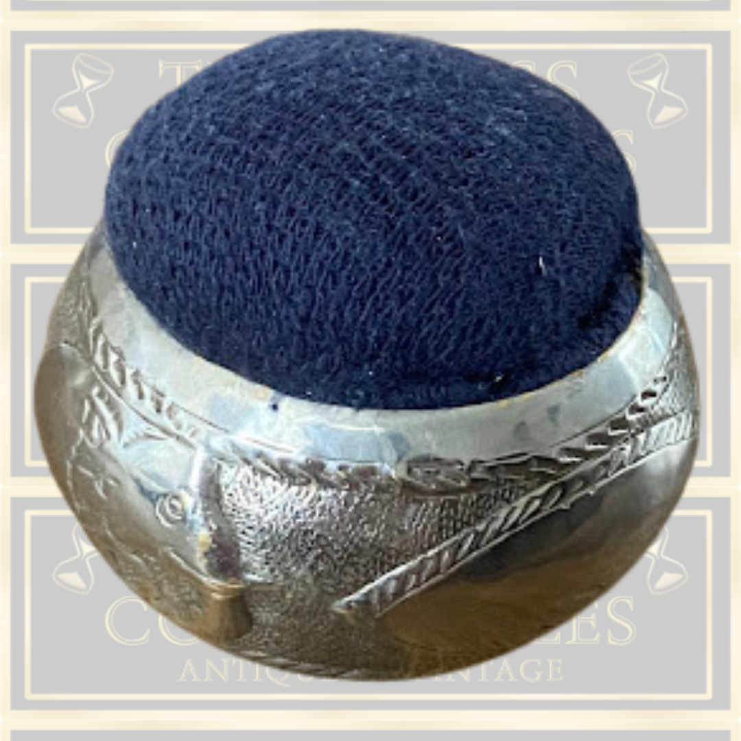 Burmese Silver Plated Elephant Pattern Pin Cushion