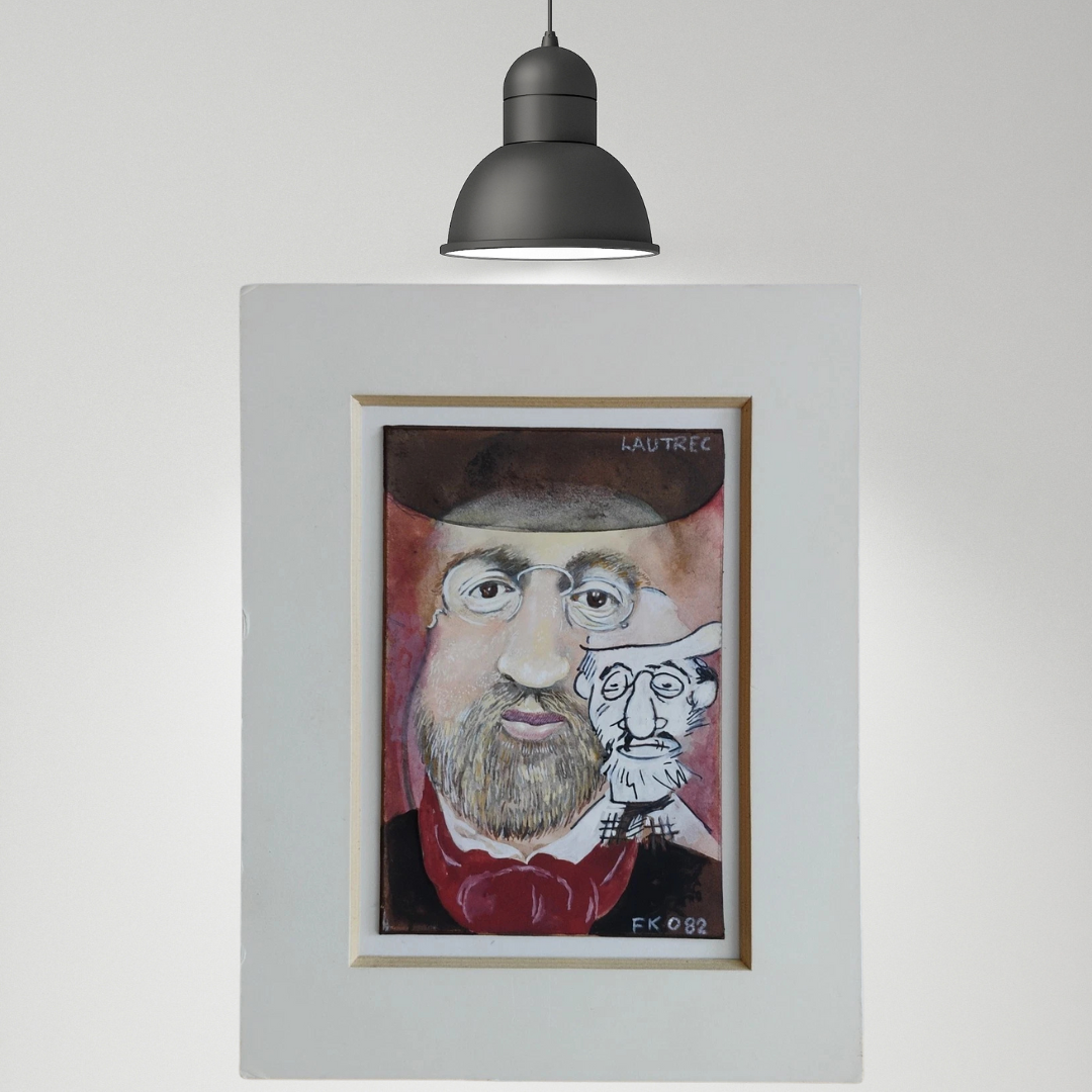 Vintage Frank Owen Portrait Painting Face Figures Bearded Man Hat Period