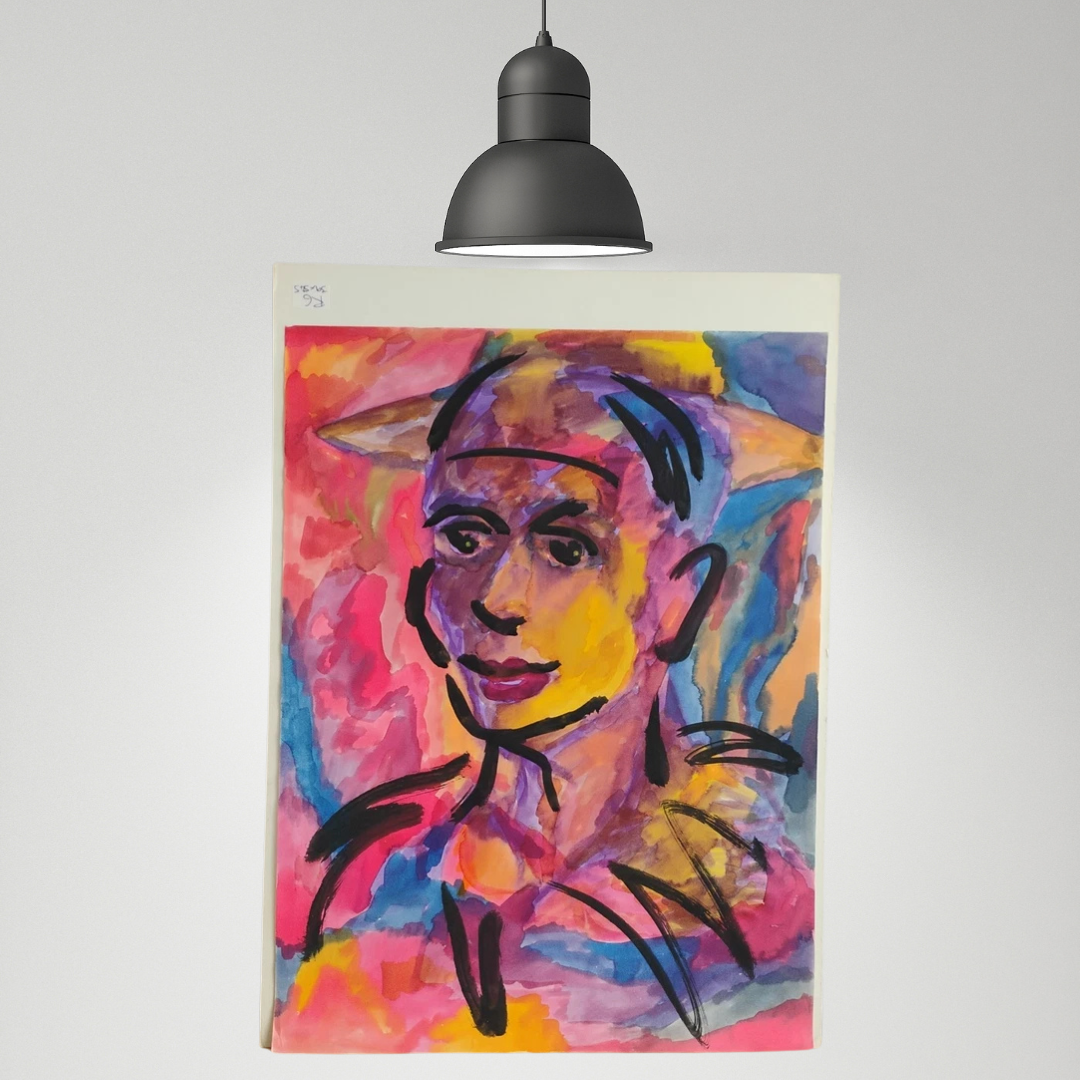 Bold Portrait Painting Bright Pink Broad Strokes Art Face