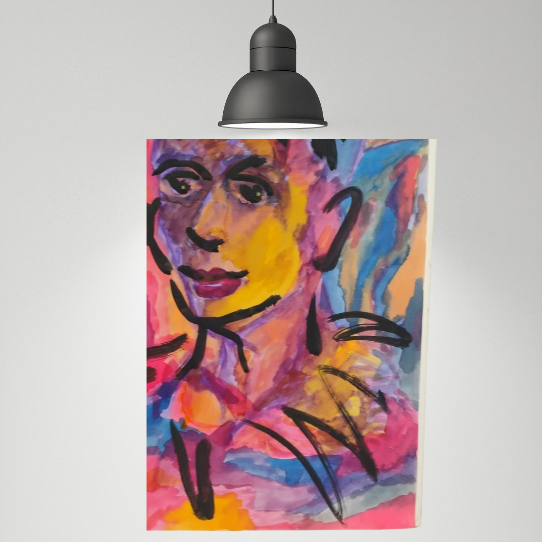 Bold Portrait Painting Bright Pink Broad Strokes Art Face