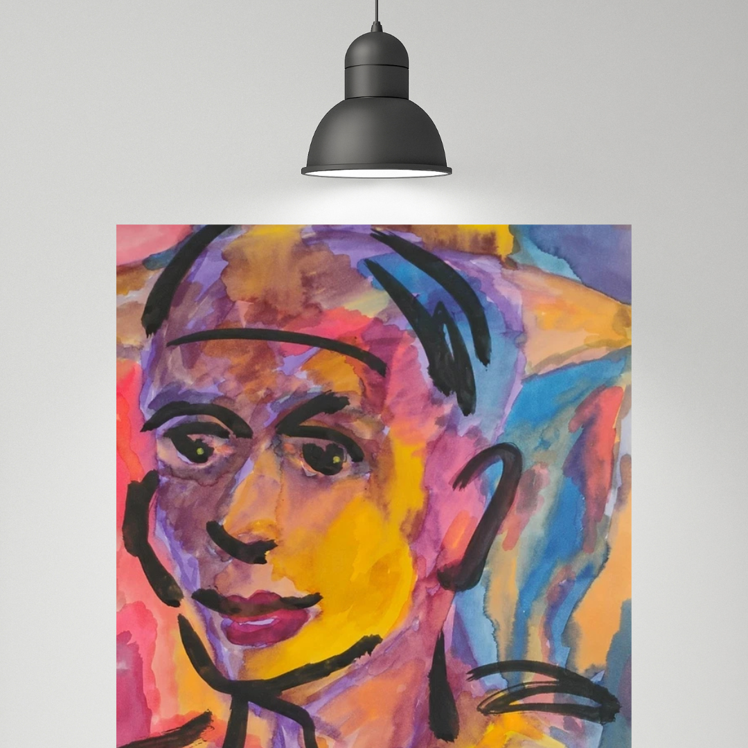 Bold Portrait Painting Bright Pink Broad Strokes Art Face
