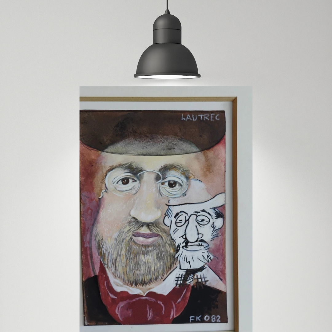 Vintage Frank Owen Portrait Painting Face Figures Bearded Man Hat Period