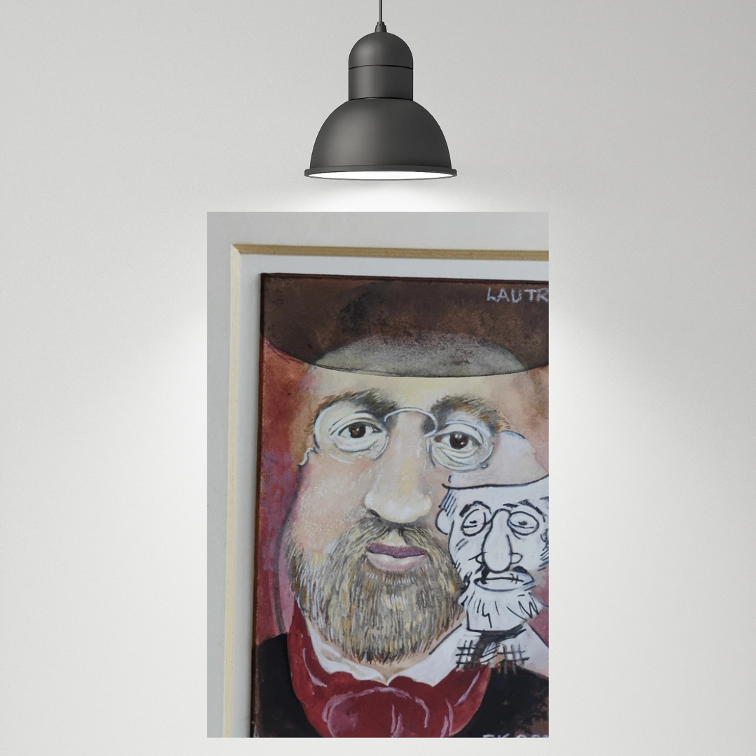 Vintage Frank Owen Portrait Painting Face Figures Bearded Man Hat Period
